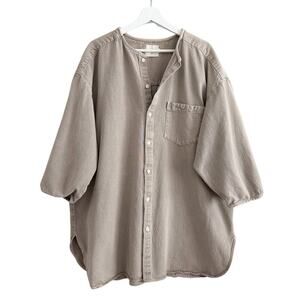 Rudy Jude Haven Shirt XL Organic Cotton Twill Button Up Relaxed Top Beige